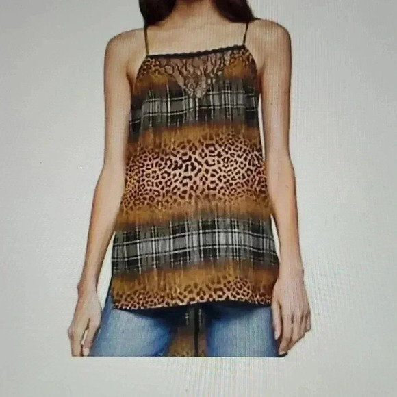 BCBGENERATION  LEOPARD PLAID TANK - Picture 1 of 4